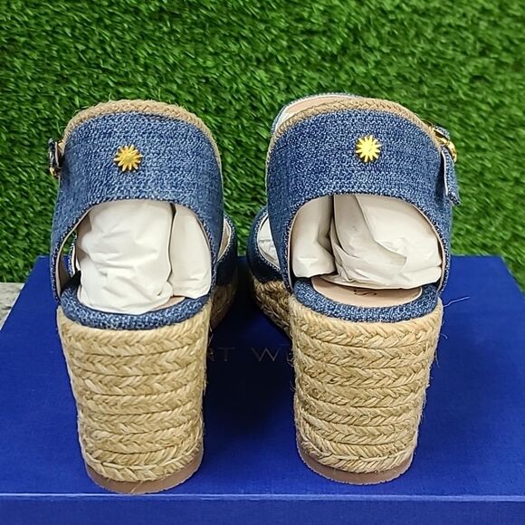 Stuart Weitzman Mirela Denim Espadrille Wedge Sandal - Picture 10 of 14